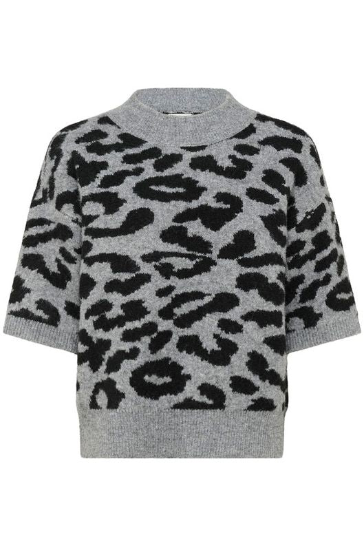 KAFFE "KASandra Pullover" (LGM Black Leopard/Windward Blue)