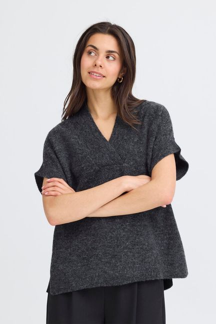 FRANSA "FRSanny Waistcoat 2" ( Oatmeal Melange/Charcoal Grey Melange)