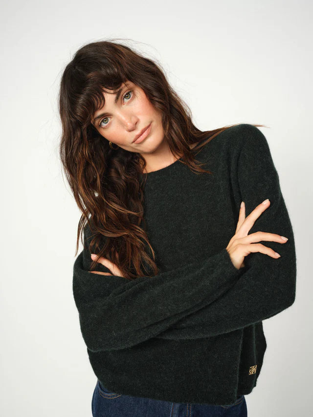 MOS MOSH "MMMape O-Neck Knit" (Scarab/Grey Melange/Brunnera Blue)
