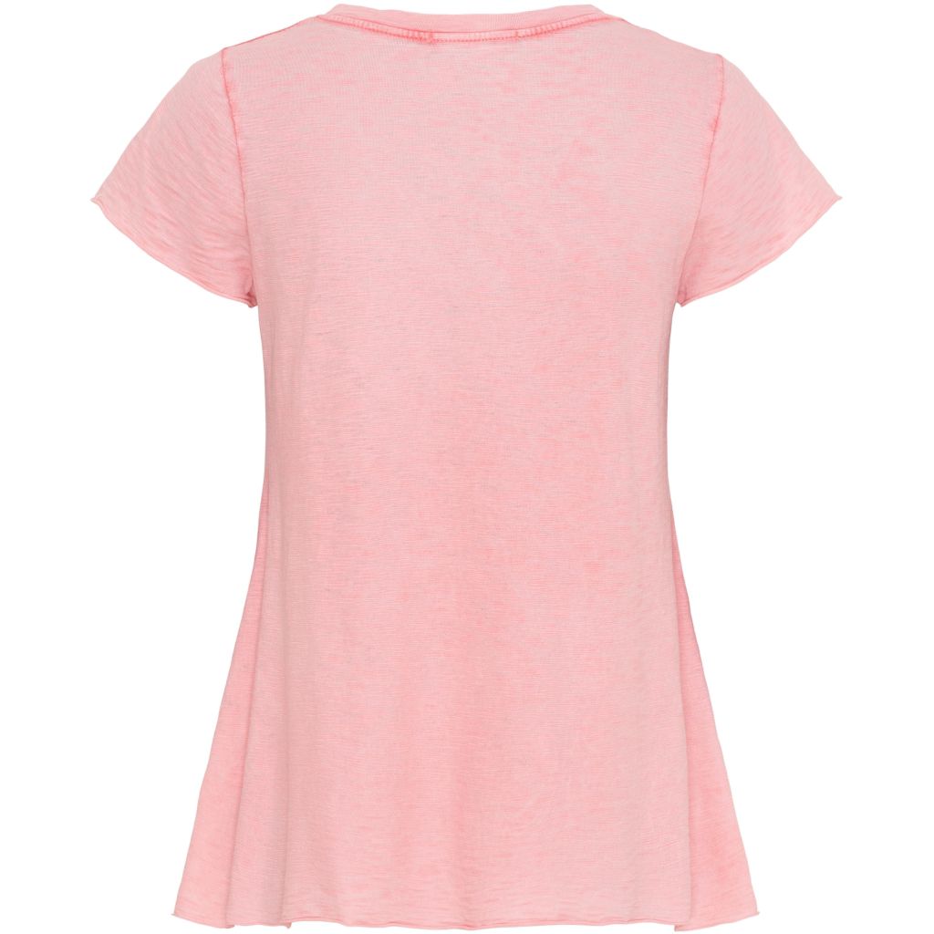 MARTA DU CHATEAU "Slub V Neck T" (White/Yellow/Coral)