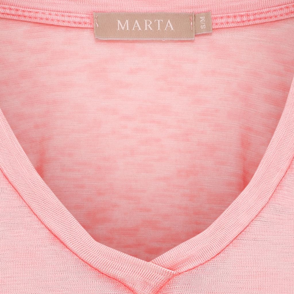 MARTA DU CHATEAU "Slub V Neck T" (White/Yellow/Coral)