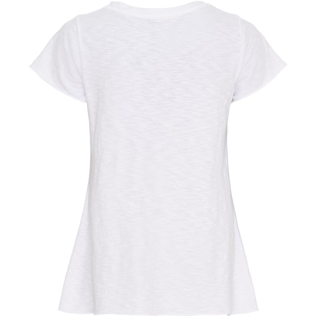 MARTA DU CHATEAU "Slub V Neck T" (White/Yellow/Coral)