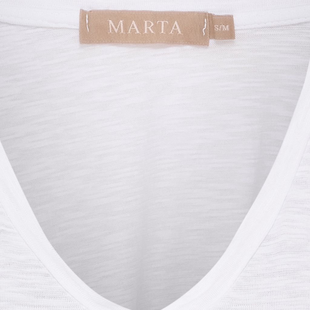 MARTA DU CHATEAU "Slub V Neck T" (White/Yellow/Coral)