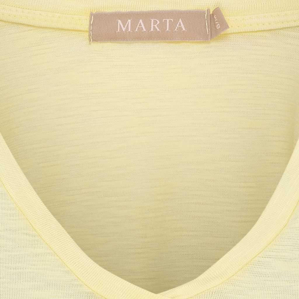 MARTA DU CHATEAU "Slub V Neck T" (White/Yellow/Coral)