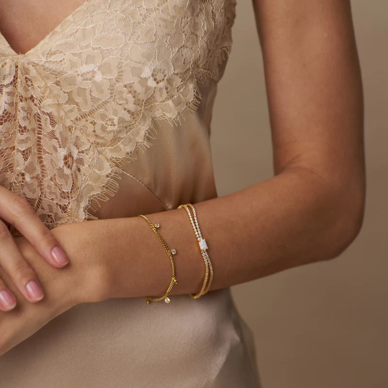 ORELIA "Opal & Crystal Tennis Bracelet" (Gold )