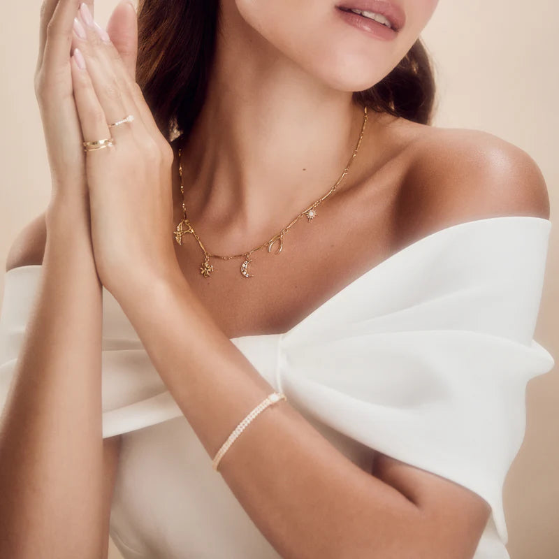 ORELIA "Opal & Crystal Tennis Bracelet" (Gold )