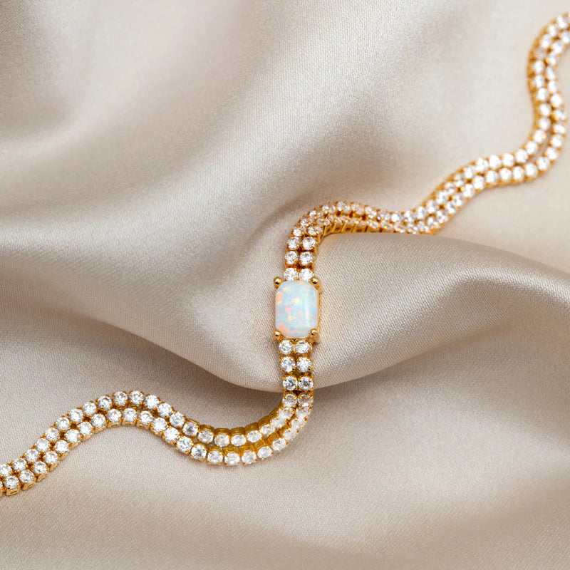 ORELIA "Opal & Crystal Tennis Bracelet" (Gold )