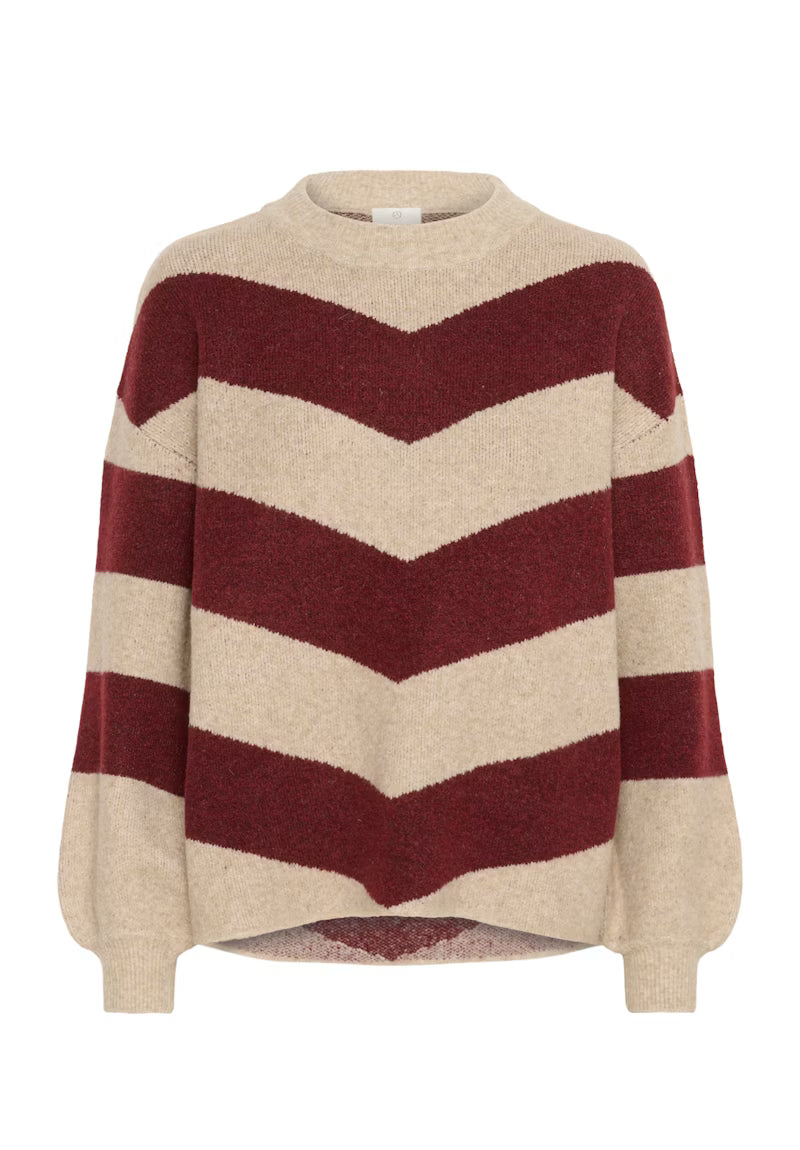 KAFFE "KAVerana Knit Pullover" (Feather Gray Melange and Windsor Wine)