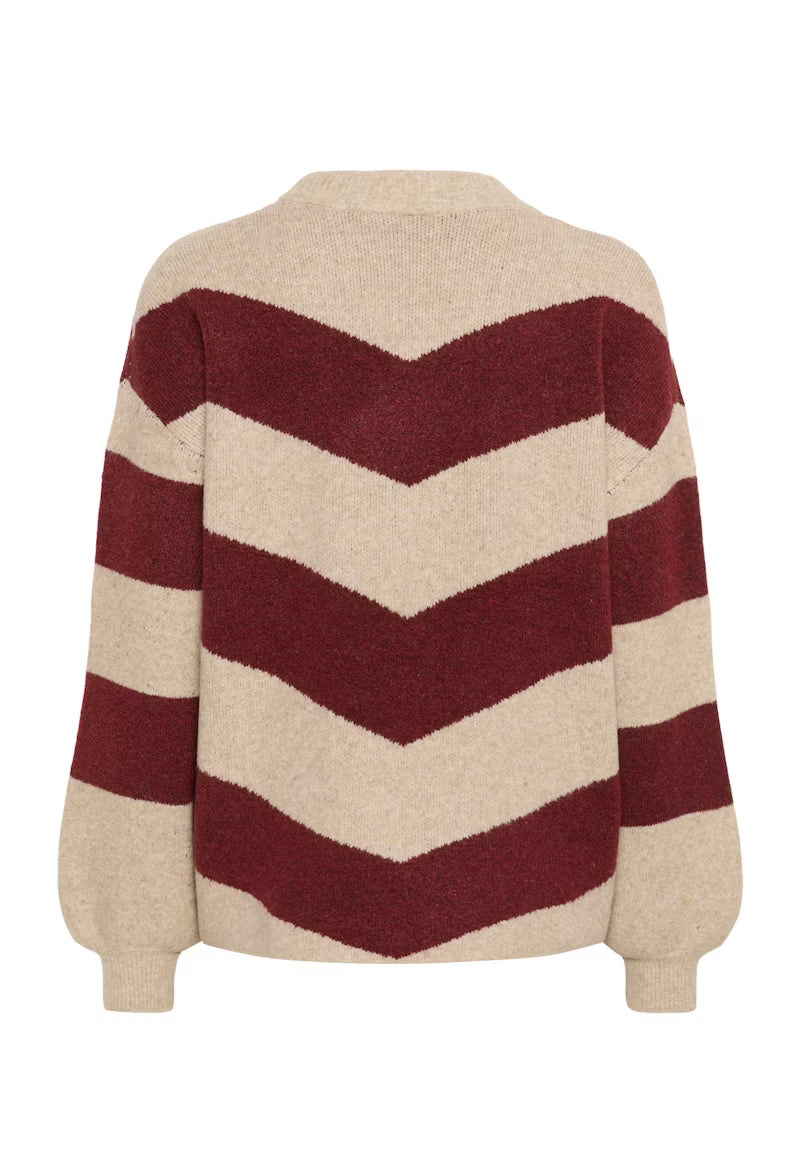 KAFFE "KAVerana Knit Pullover" (Feather Gray Melange and Windsor Wine)