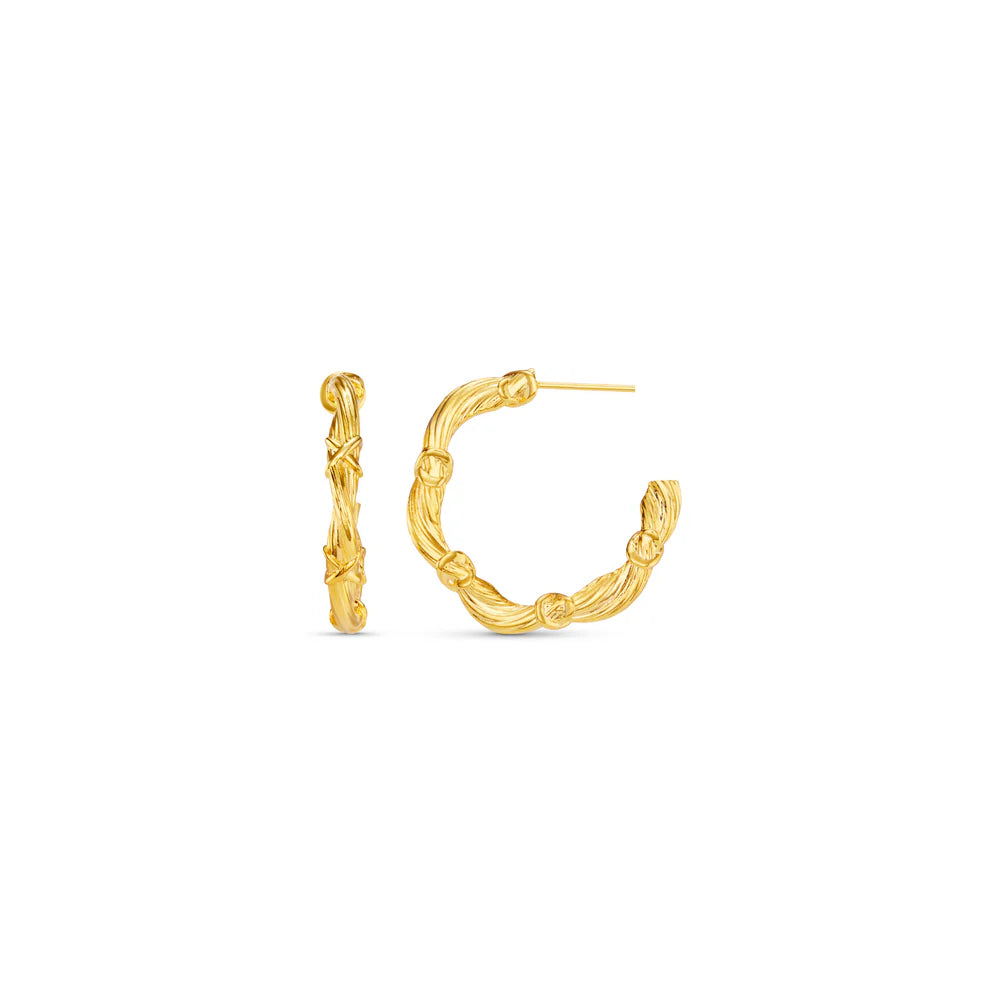 This vintage inspired texture is sure to pair well with every up-do. Don't forget to add the Woven Twist & Cross Mid-Size Hoop Earrings from ORELIA LONDON to your collection. Featuring a classic gold open mid-sized hoop with a unique woven twisted detail, with a stud fastening. Please note, earrings are non-returnable unless faulty.
