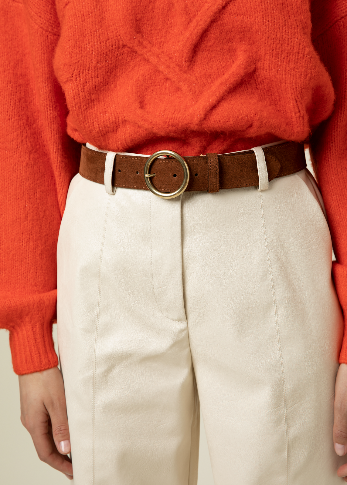 FRNCH 'Jenny' Leather Belt (Electric Blue/Marron Glace)