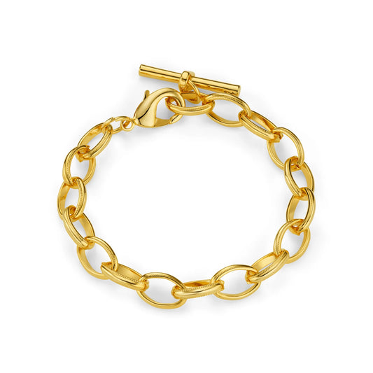 ORELIA "Oval Link T Bar Bracelet" (Gold)