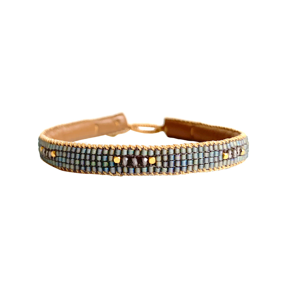 IBU 'Fay' Leather Bracelet (Black/Grey)