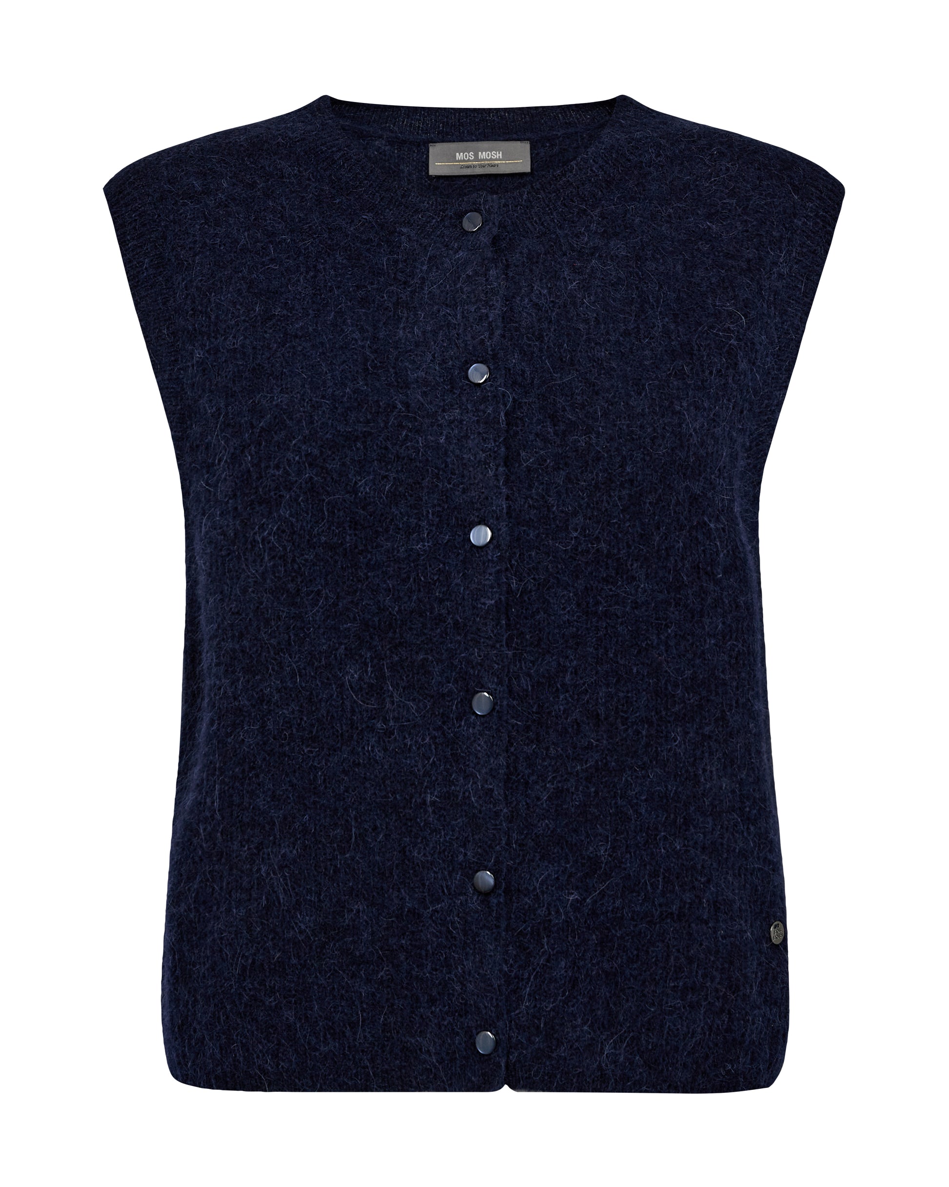 Soft knit vest from Scandi brand MOS MOSH crafted from a blend of warm wool and alpaca. It's designed in a regular fit with a beautiful button closure. Wear over a shirt, a dress or with tailored pants for a casual work look.