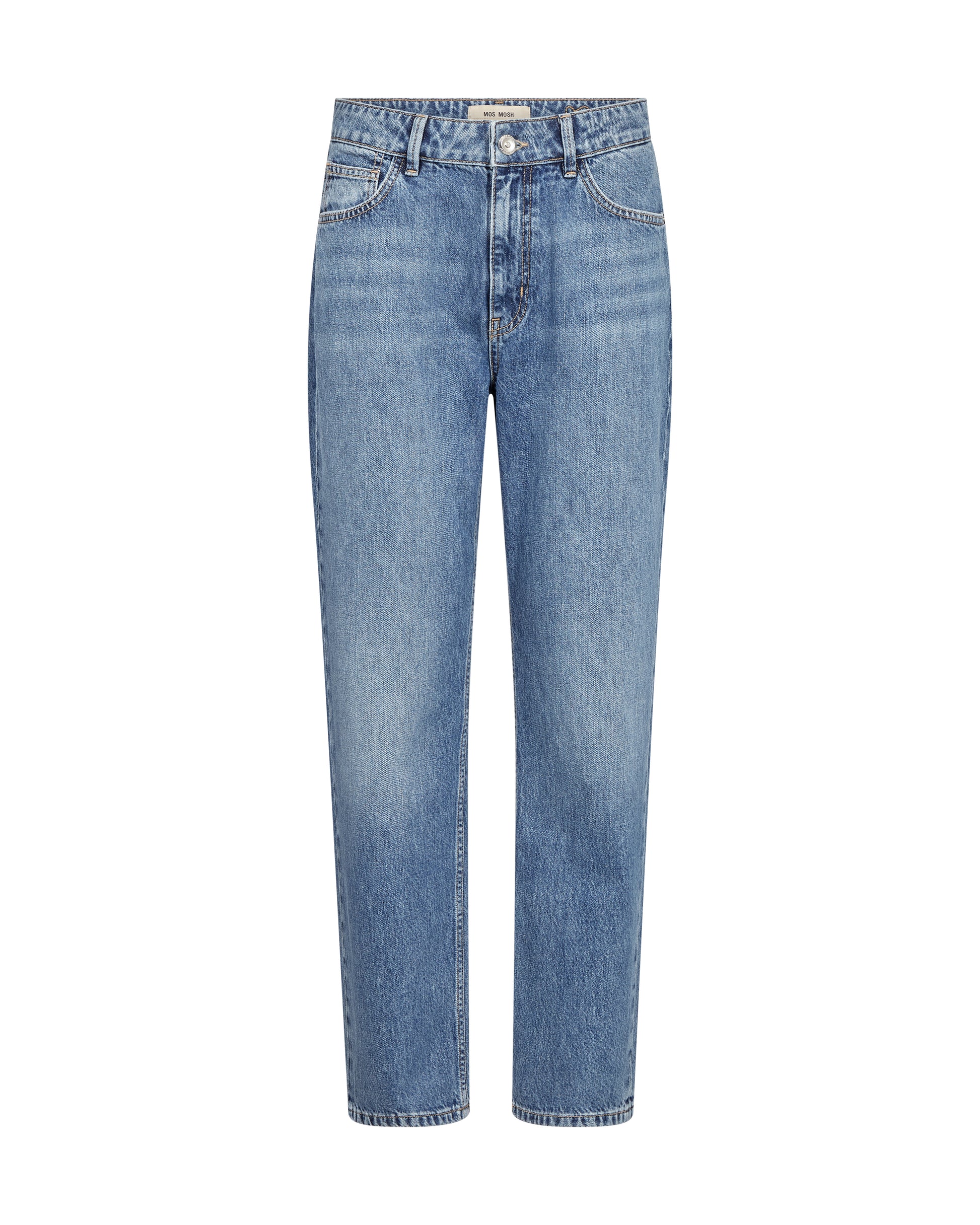 These cool boyfriend jeans from Mos Mosh are designed in a boyfriend fit with high rise, classic 5-pocket design and a clear menswear inspired look. They have large turn-ups at the bottom hem and a leather batch on the back. Complete the cool look by pairing them with a loose shirt, a waistcoat, and an oversize blazer.