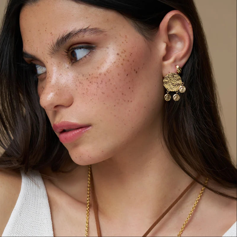 ORELIA "Molten Coin Shaker Earrings" (Gold)