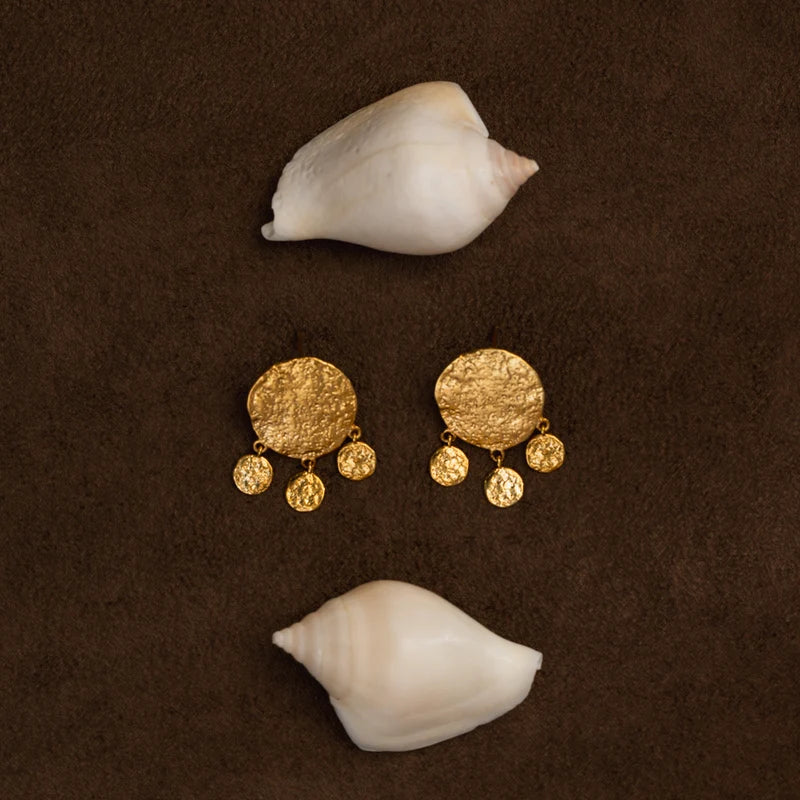 ORELIA "Molten Coin Shaker Earrings" (Gold)