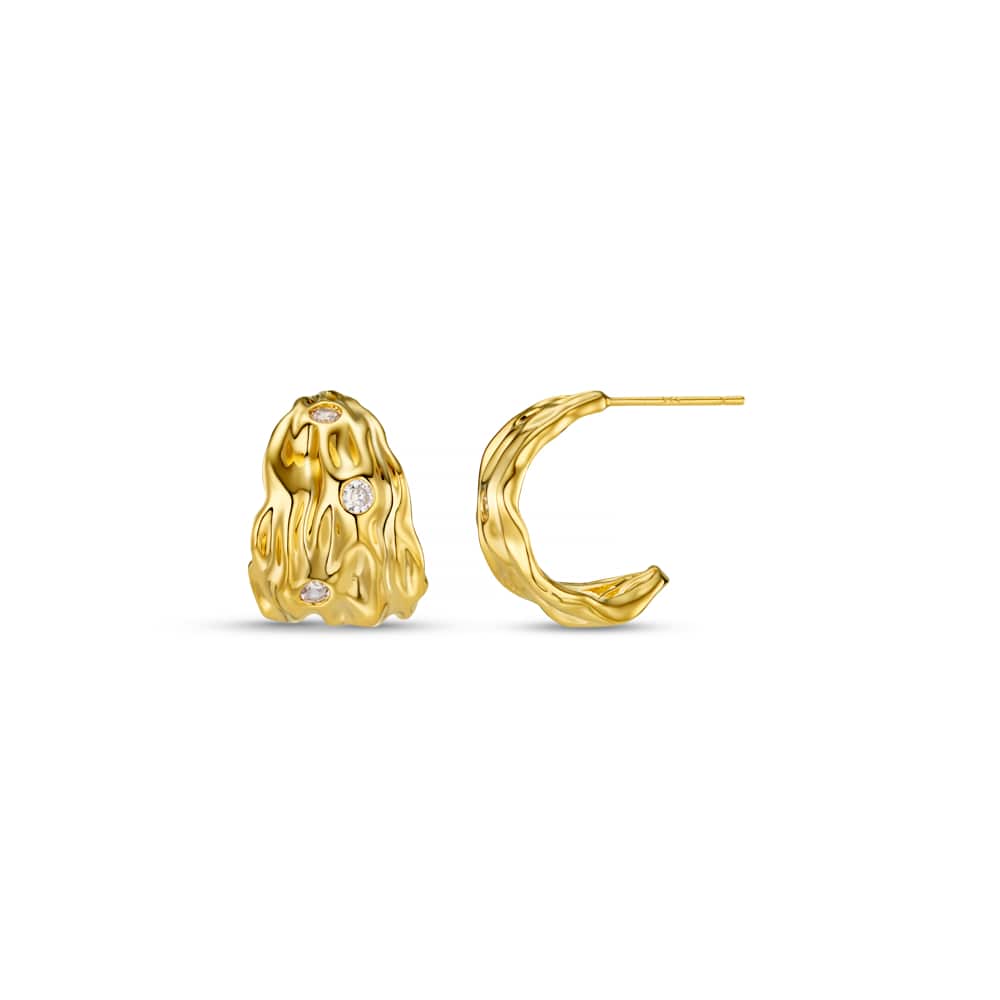 ORELIA "Molten Tapered Crystal Earrings" (Gold)
