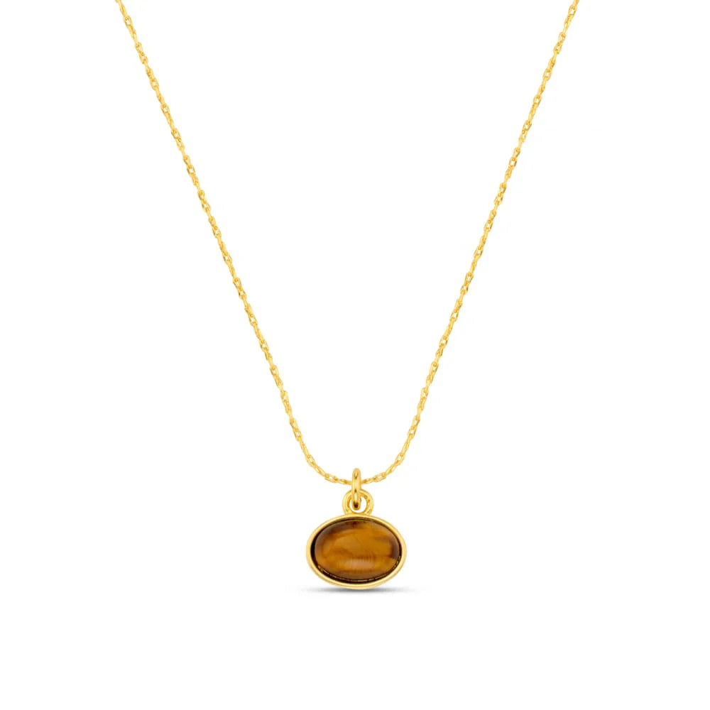 ORELIA " Tigers Eye Charm Necklace" (Gold)