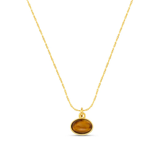 ORELIA " Tigers Eye Charm Necklace" (Gold)