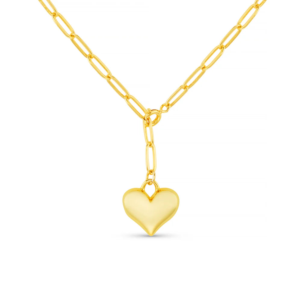 This lariat necklace from ORELIA features a beautiful polished heart-shaped charm with a sleek, domed design on a link chain. With its adjustable chain, this versatile piece offers a customizable fit, making it a perfect accessory.