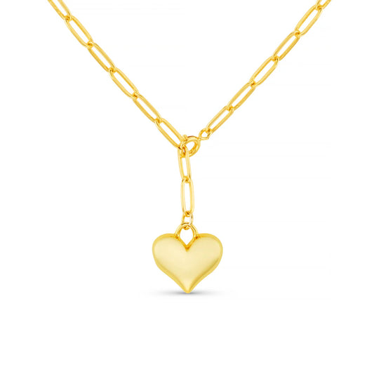 This lariat necklace from ORELIA features a beautiful polished heart-shaped charm with a sleek, domed design on a link chain. With its adjustable chain, this versatile piece offers a customizable fit, making it a perfect accessory.