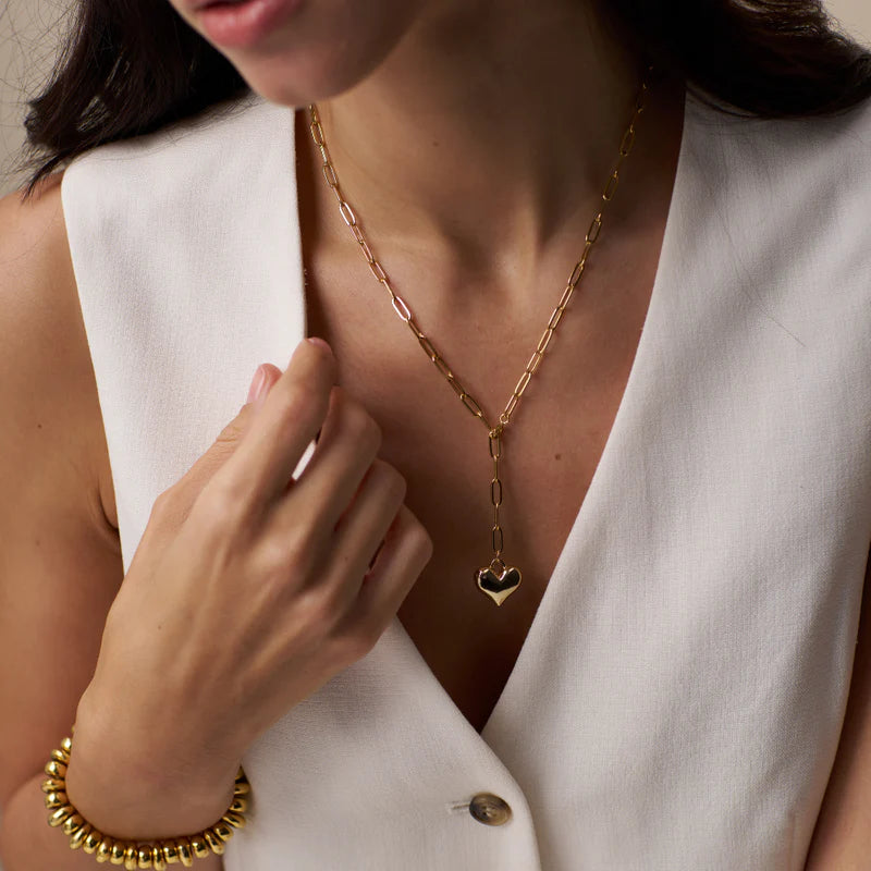 ORELIA "Domed Heart Charm Adjustable" (Gold)