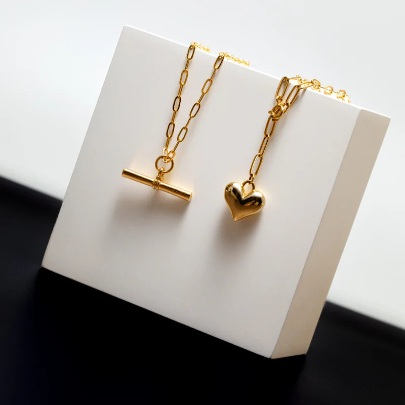 ORELIA "Domed Heart Charm Adjustable" (Gold)