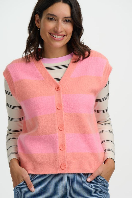 SUGARHILL "Amber Knit Vest" (Peach & Pink)