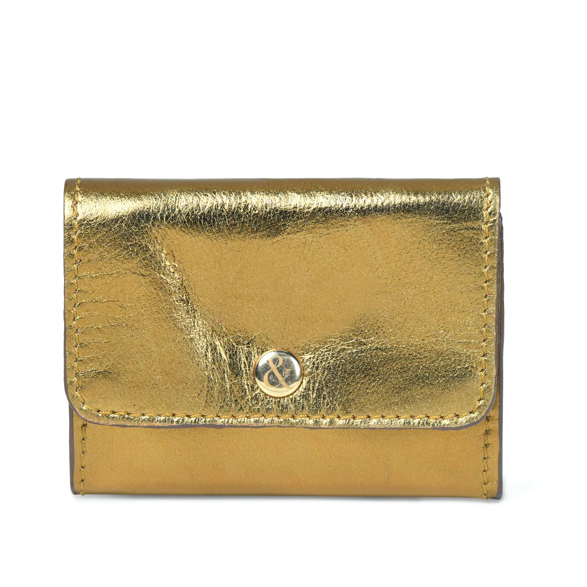 With more space for your cards and notes, and an added zip section for your coins, our new Amelie purse will keep your money and cards in place.

Hand made in our super soft bronze metallic leather with our personalised ampersand popper stud closure.