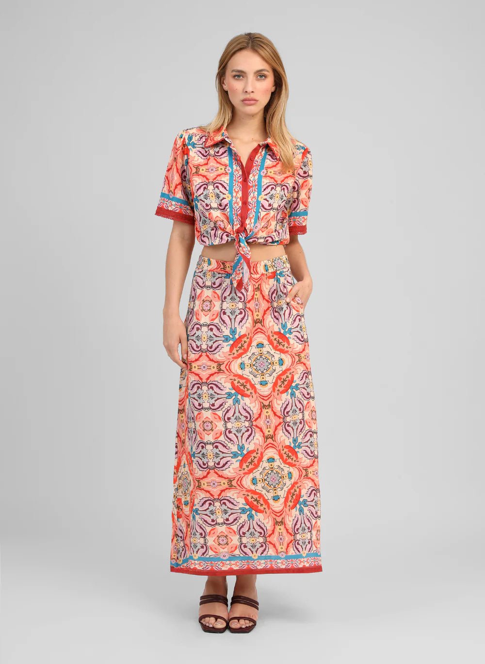 AN'GE "Rithana Skirt" (Folka Corail) - ClobR