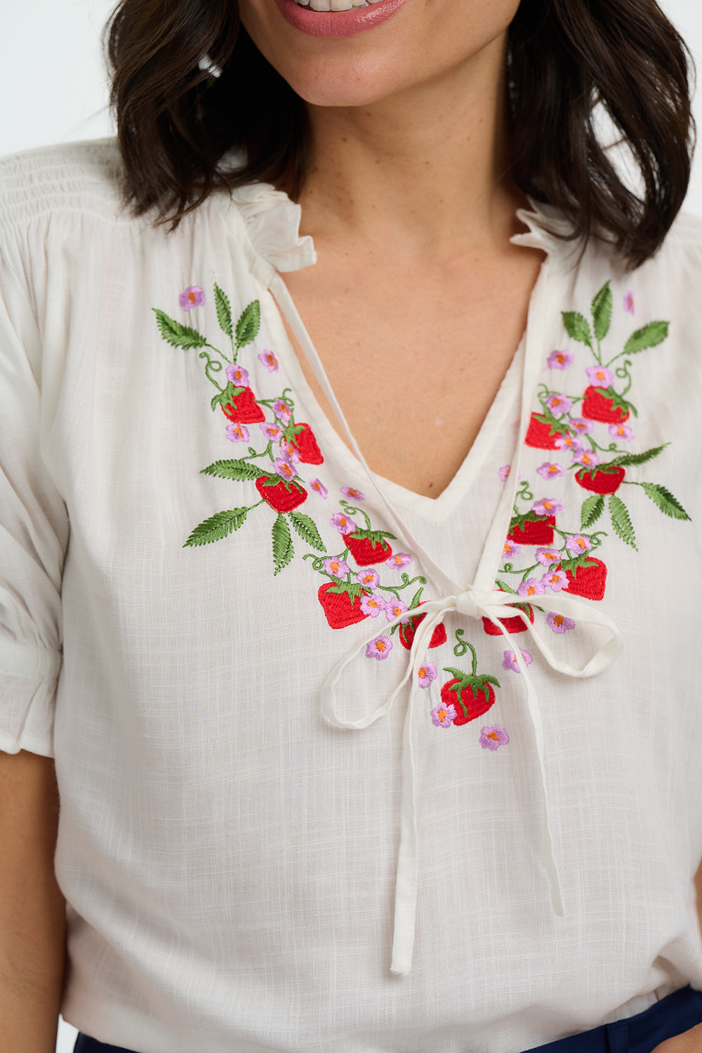 SUGARHILL "Angelique Shirred Top New" (white)