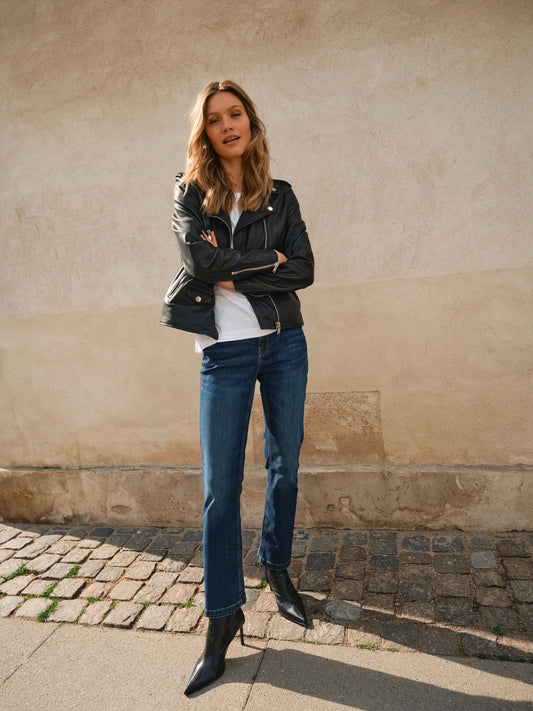 Discover these mid-waisted jeans from MOS MOSH, crafted with a subtle flare ending at the ankles and offering just the right amount of stretch for all-day comfort. They're adorned with pockets, and we personally love styling them with a flowing blouse and chunky boots for a chic and effortless look.