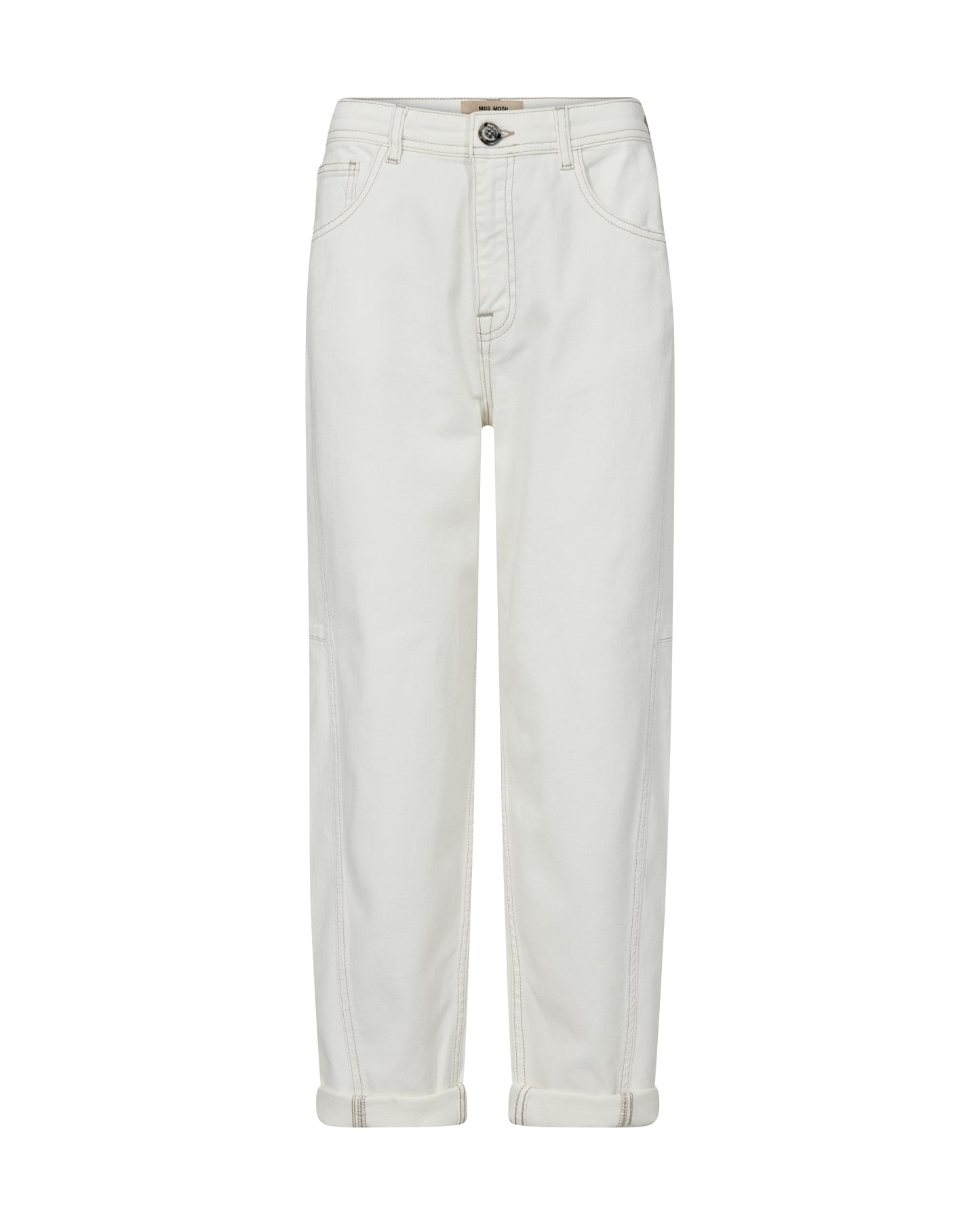 These pants from Mos Mosh are designed in a relaxed boyfriend fit with a mid-rise waist, offering a cool and effortless look. Crafted from soft cotton with a hint of stretch for comfort, they feature classic details like a button and concealed zipper. Style them with a crisp shirt or a simple tee for a laid-back yet polished outfit.