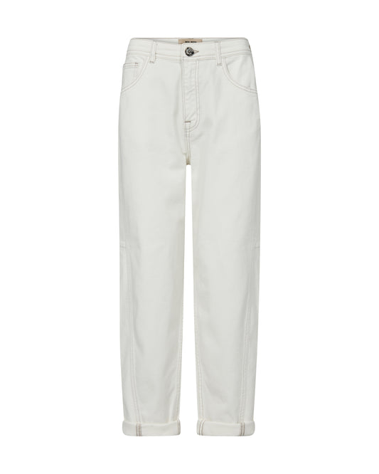 These pants from Mos Mosh are designed in a relaxed boyfriend fit with a mid-rise waist, offering a cool and effortless look. Crafted from soft cotton with a hint of stretch for comfort, they feature classic details like a button and concealed zipper. Style them with a crisp shirt or a simple tee for a laid-back yet polished outfit.
