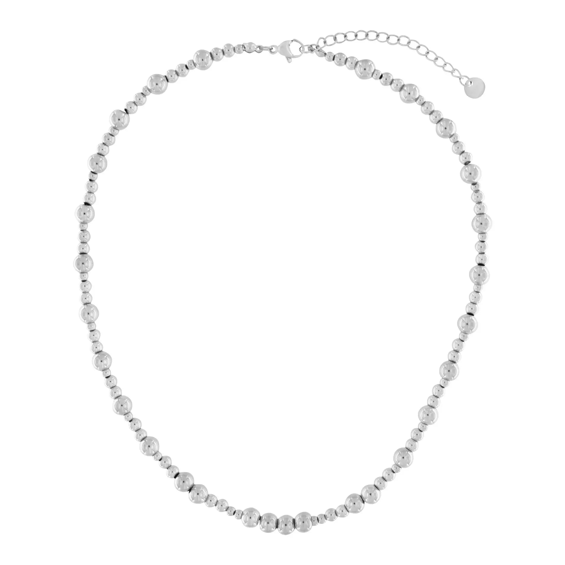 Indulge in timeless elegance with our Passion Waterproof 2 Ball Necklace featuring a sleek silver plating. The cool classic design exudes sophistication, making it the perfect accessory for any occasion. Stay stylish and protected with its waterproof feature. Elevate your look and make a statement with this luxurious piece.
