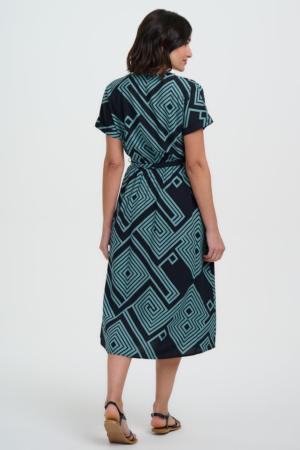 SUGARHILL "Bethan Midi Dress" (Black & Green)