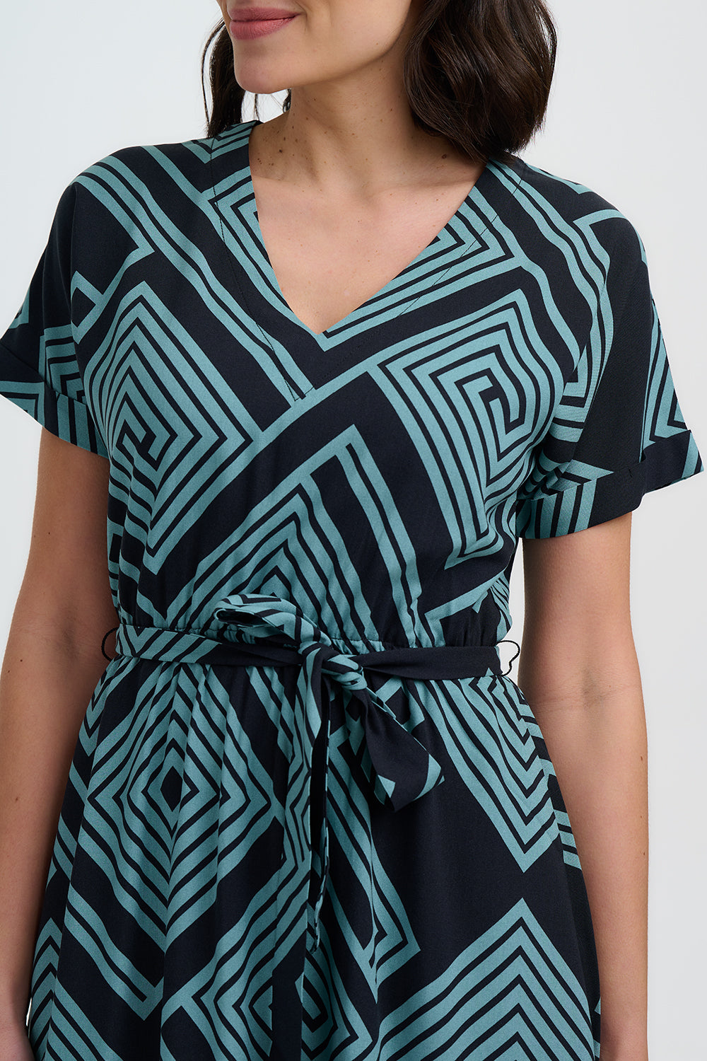 SUGARHILL "Bethan Midi Dress" (Black & Green)