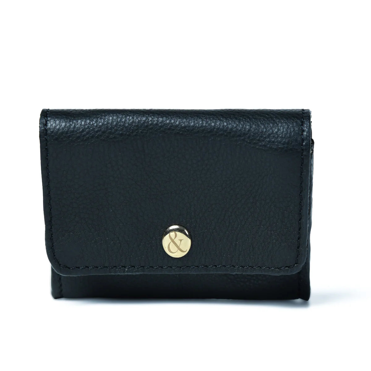 With more space for your cards and notes, and an added zip section for your coins, our new Amelie purse will keep your money and cards in place.

Hand made in our super soft black pebble leather with our personalised ampersand popper stud closure.