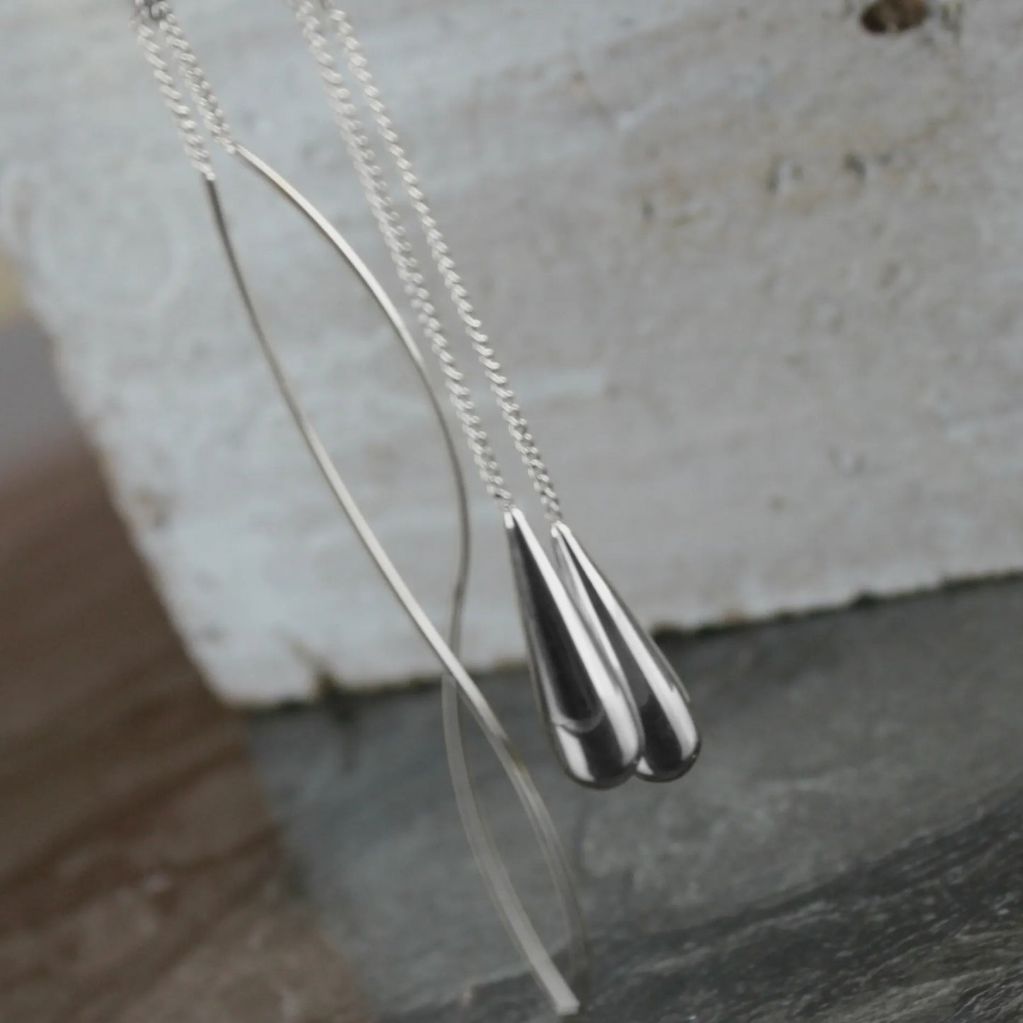 DANSK "Passion Waterproof Smooth Drop Chain Earring" (Silver Plated)