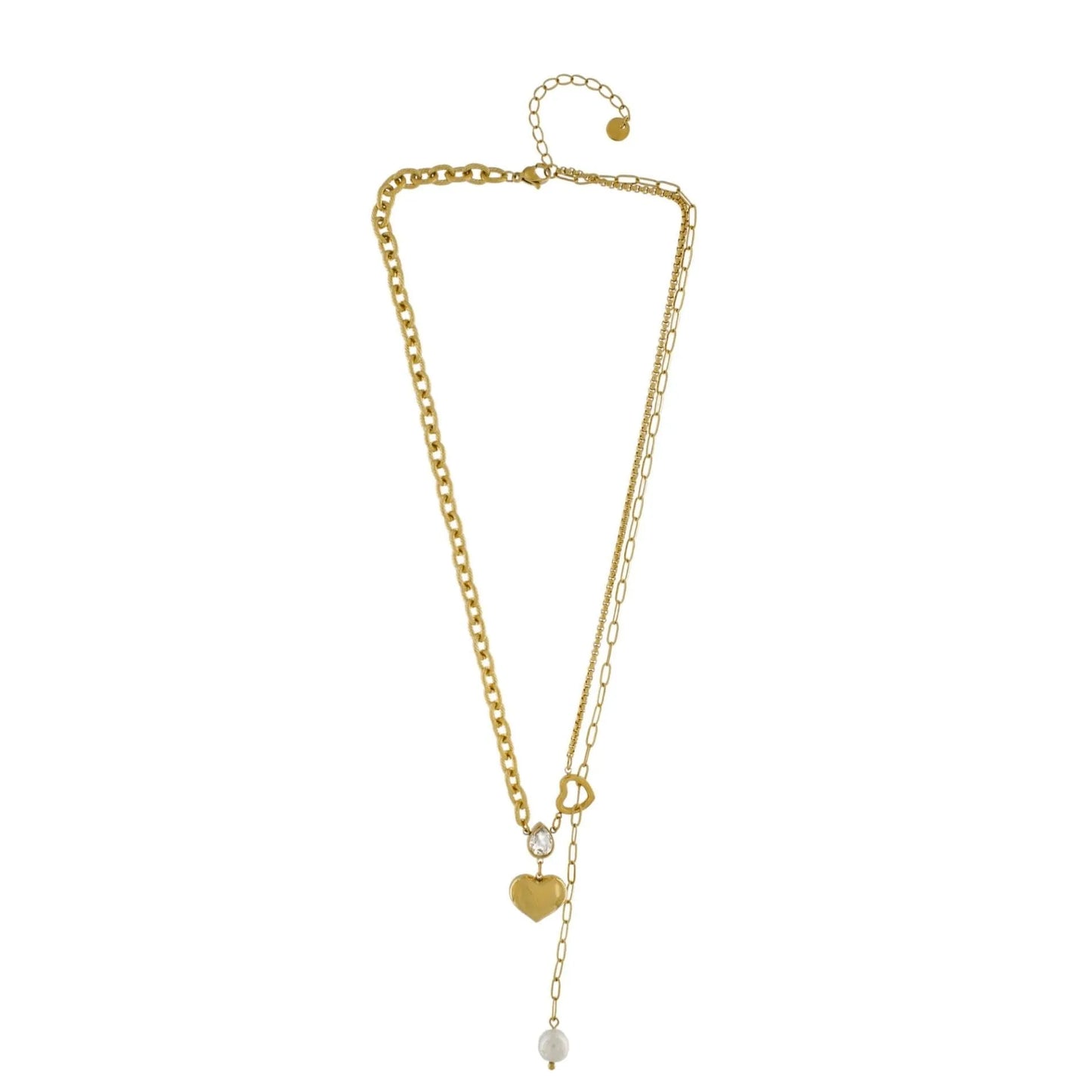 DANSK "Love Waterproof Clear CZ Multi Chain Necklace" (Gold Plated)
