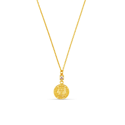 The Mini Crystal & Coin Drop Necklace from ORELIA LONDON combines a classic icon, now embellished for an extra touch of glam. Featuring a simple gold chain, with mini crystal and a coin drop.