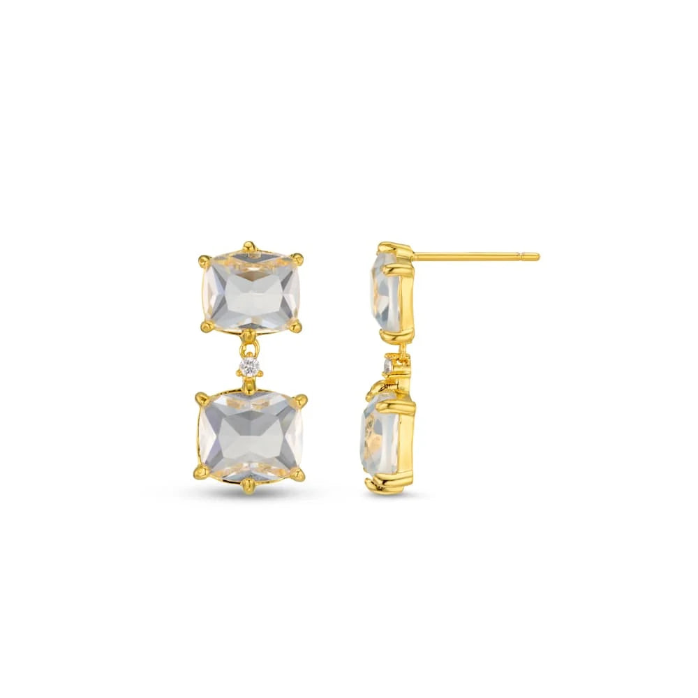 ORELIA "ORE40844 Crystal Double Drop Earrings" (Gold)