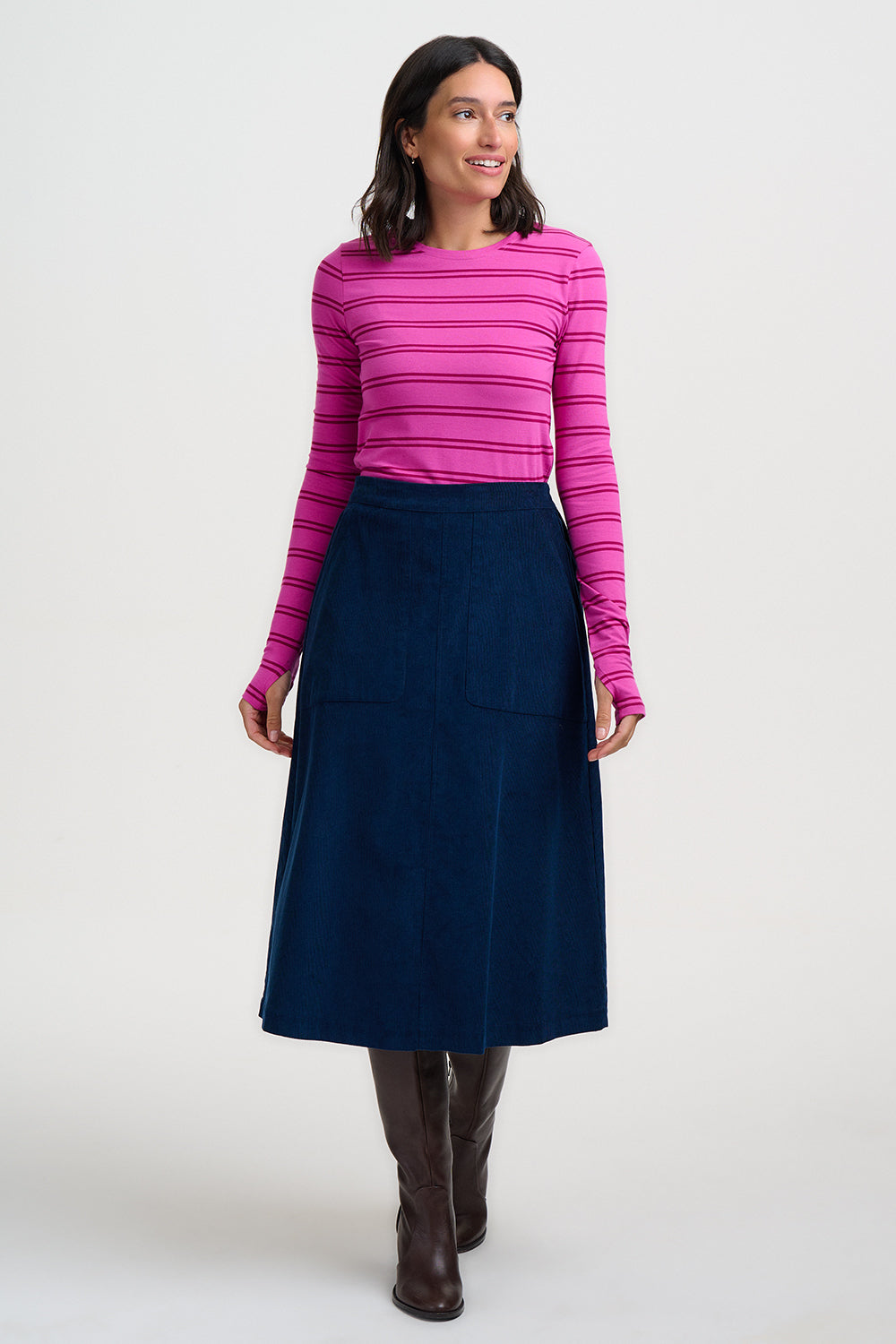 SUGARHILL "Deirdre Cord Skirt" (Teal)