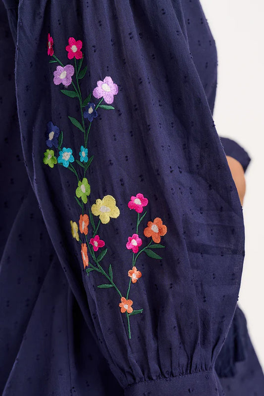 SUGARHILL "Delphi Boho Top" (Navy Rainbow Flowers)