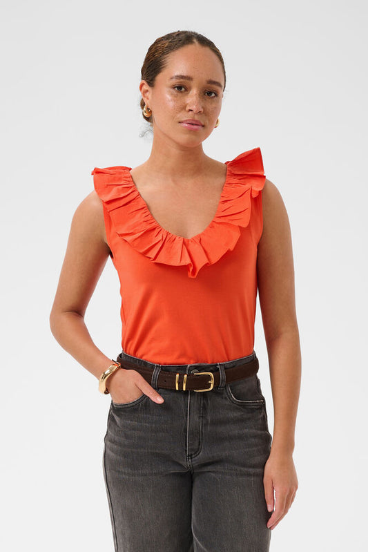 KAFFE "KADidde Flounce Top" (Tigerlily)