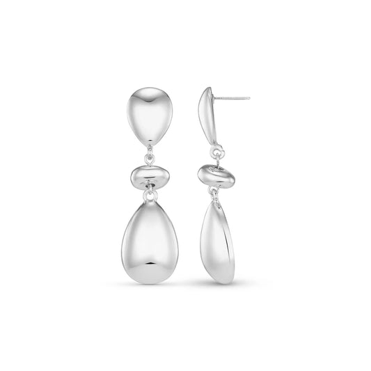 Step into the new season and make a statement with these Polished Statement Mix Drop Earrings from ORELIA. Featuring a silver polished smooth, mixed oval shaped earring with stud fastening.