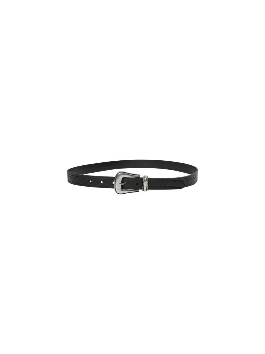 MOS MOSH MMEmbossed Vintage Leather Belt (Black)