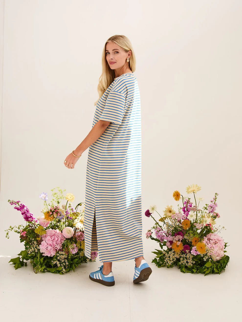 FIKA "Lennie Dress" (Cream and Blue) - ClobR