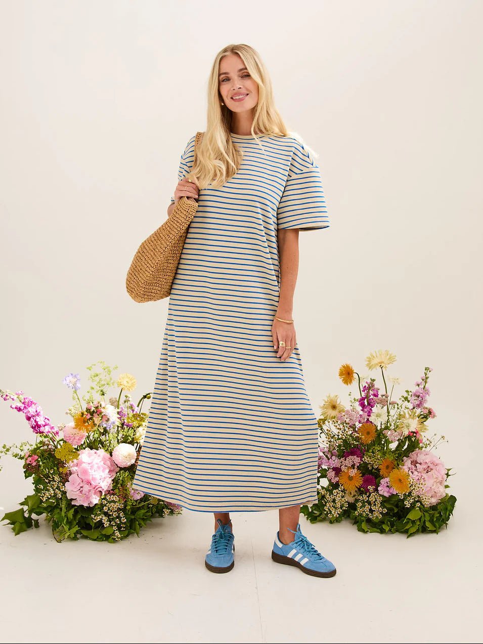 FIKA "Lennie Dress" (Cream and Blue) - ClobR